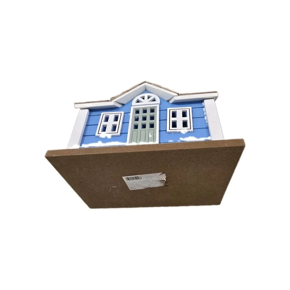 Small Blue and White Wooden Birdhouse Decorative Hanging Cottage